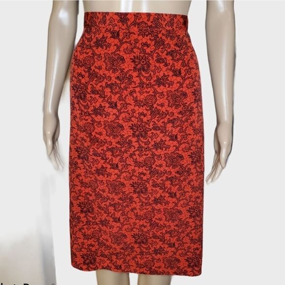 Apostrophe red Paisley print polyester skirt - Picture 1 of 11